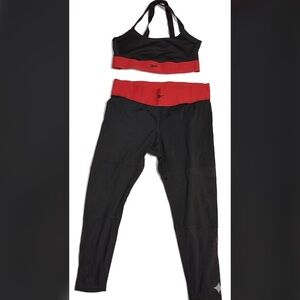 Cardi B Reebok Black Leggings and Red-Band Sports Bra Set